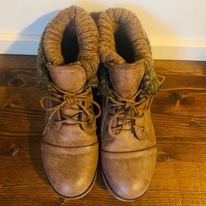 Taupe/Brown Ankle Boots